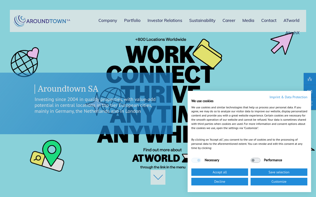 Gerenderte Browseransicht von aroundtown.de