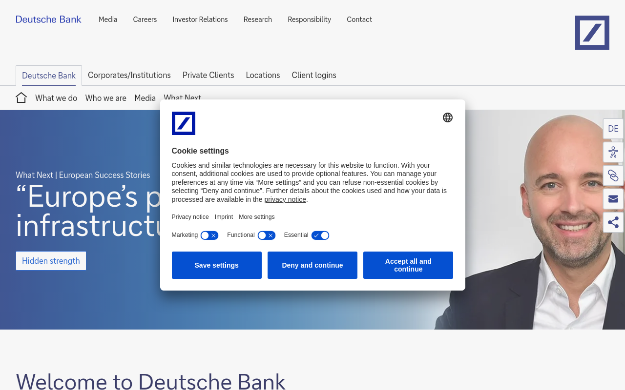 Gerenderte Browseransicht von db.com