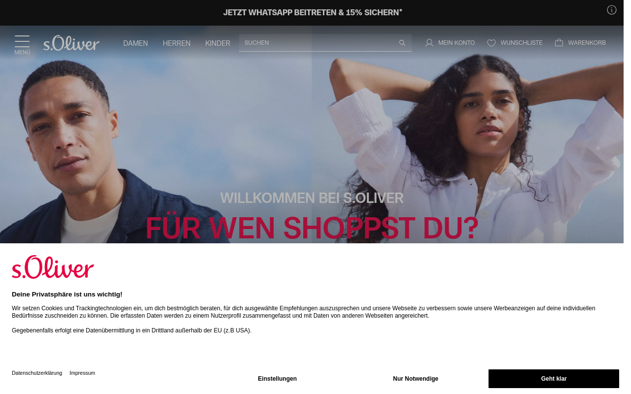 Gerenderte Browseransicht von soliver.de