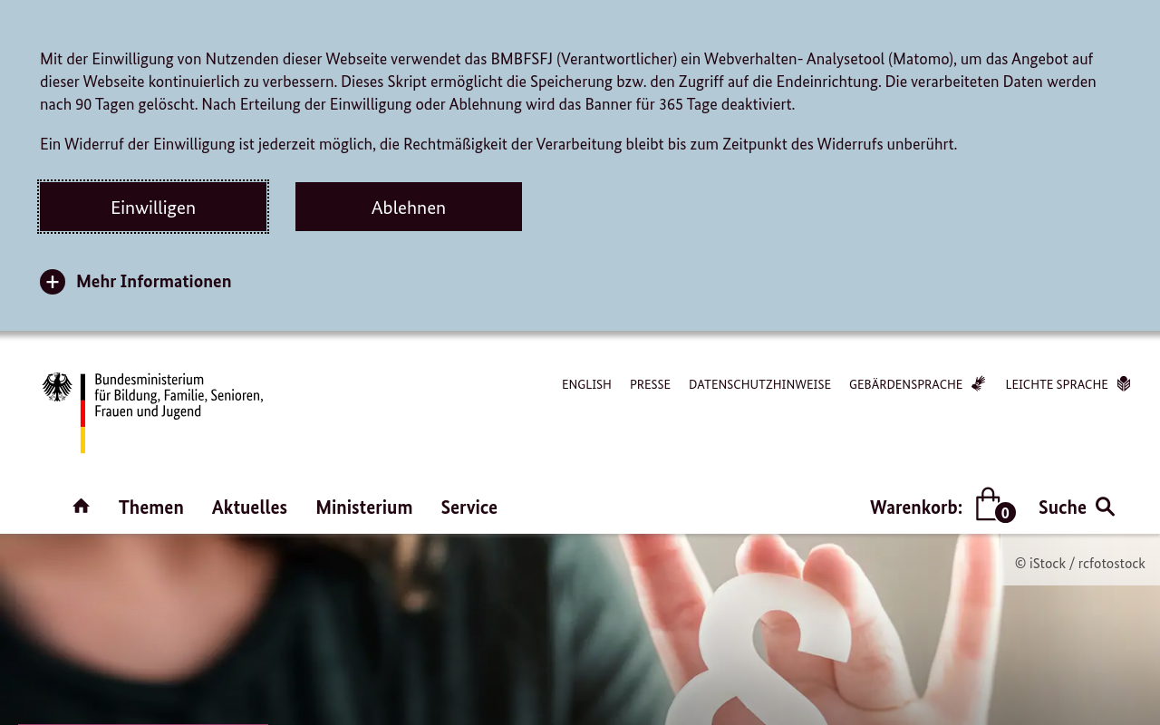 Gerenderte Browseransicht von bmbfsfj.bund.de