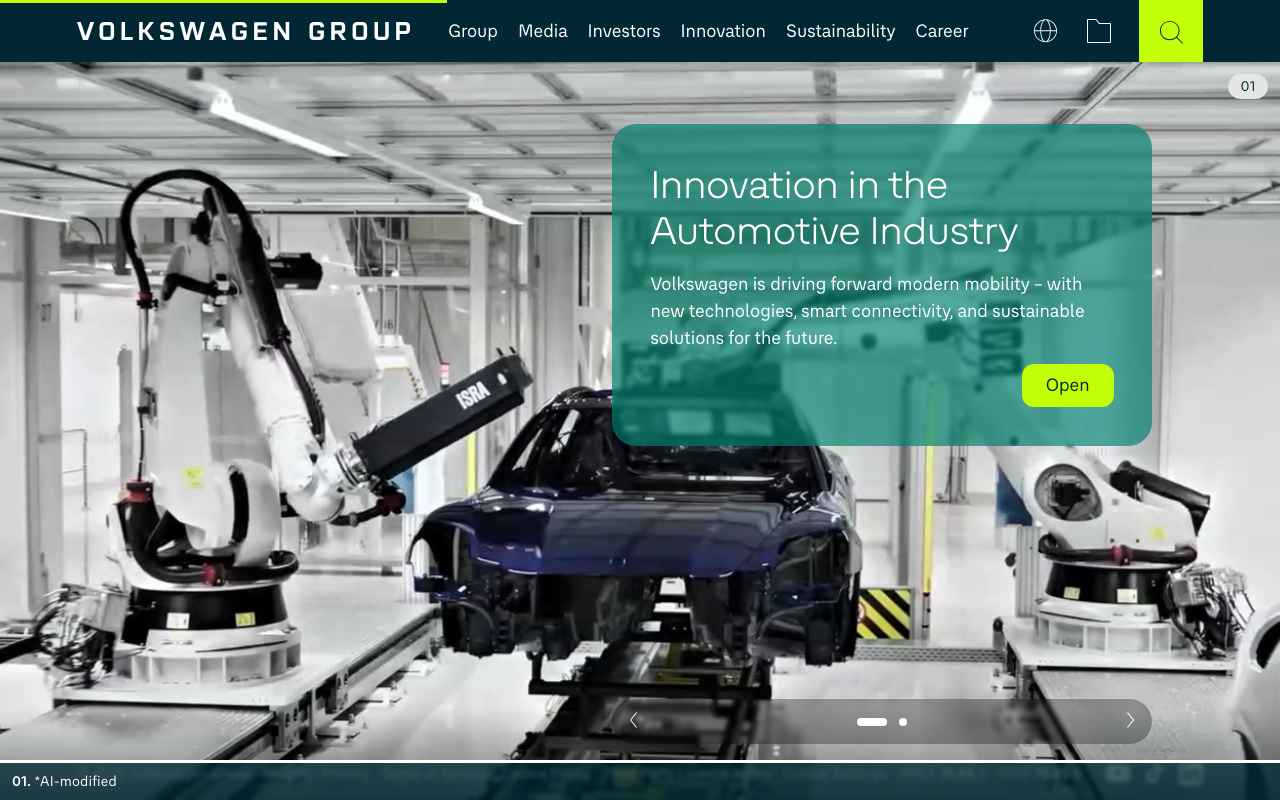 Gerenderte Browseransicht von volkswagen-group.com