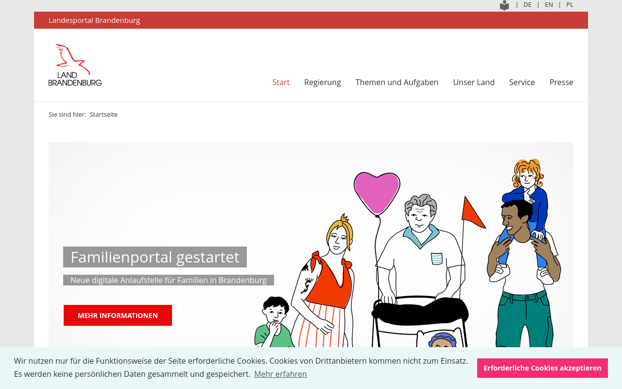 Gerenderte Browseransicht von brandenburg.de