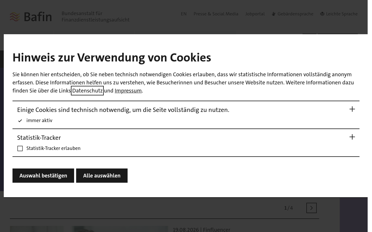 Gerenderte Browseransicht von bafin.de