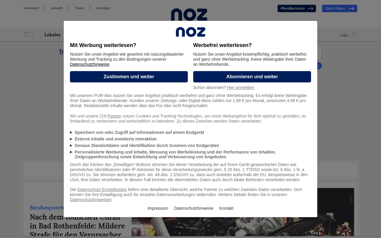 Gerenderte Browseransicht von noz.de