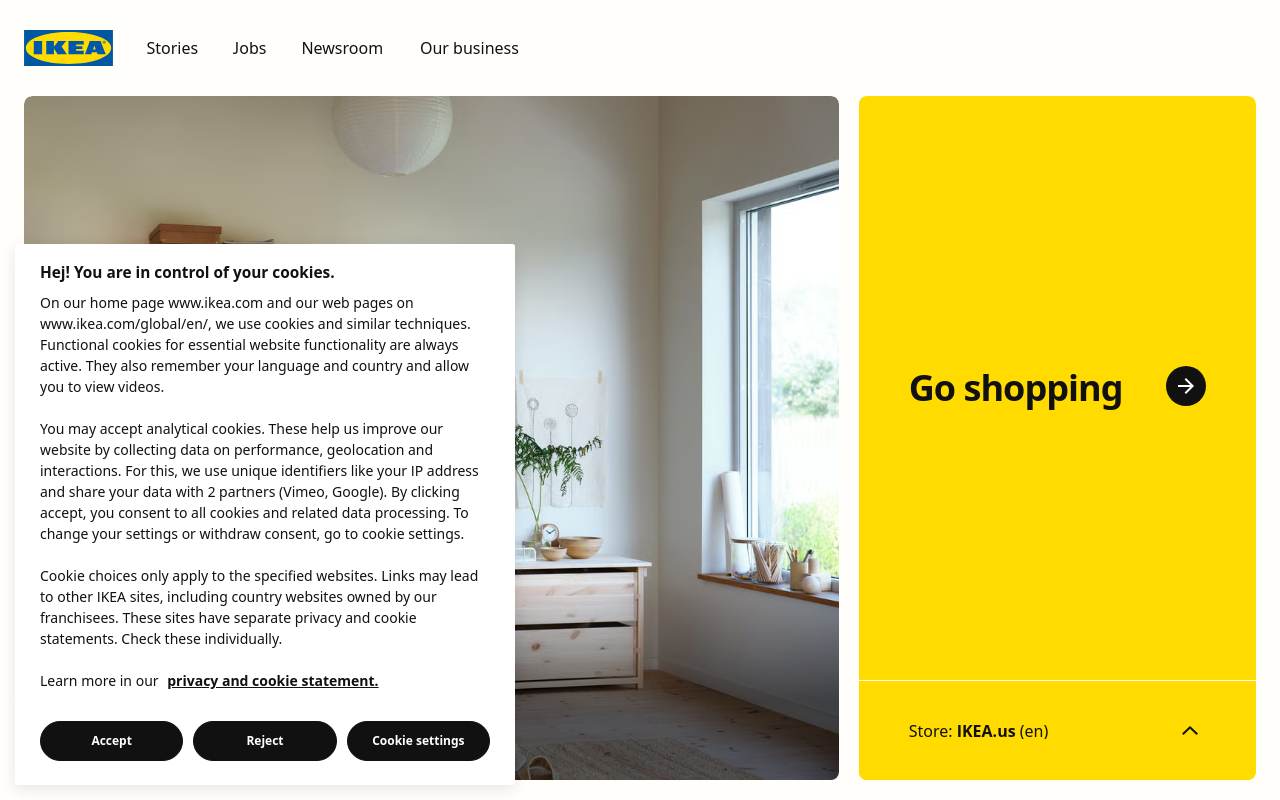 Gerenderte Browseransicht von ikea.com