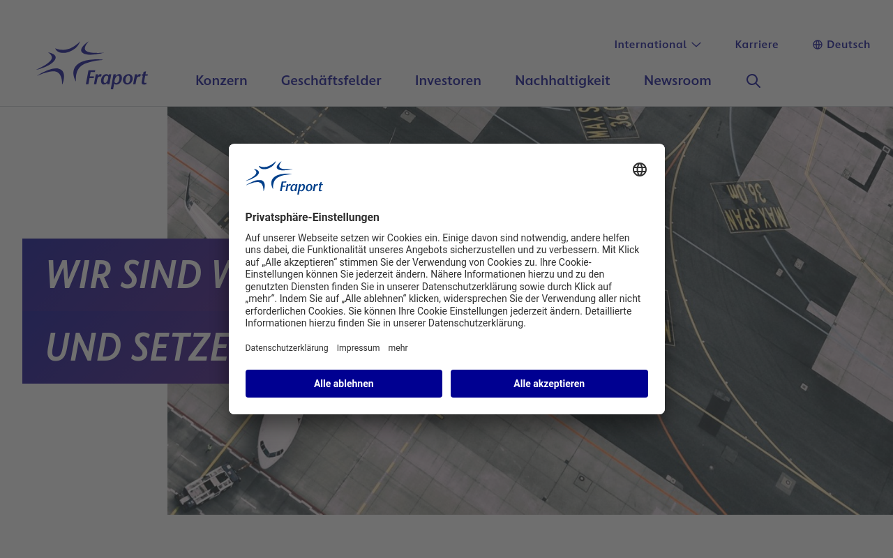 Gerenderte Browseransicht von fraport.com