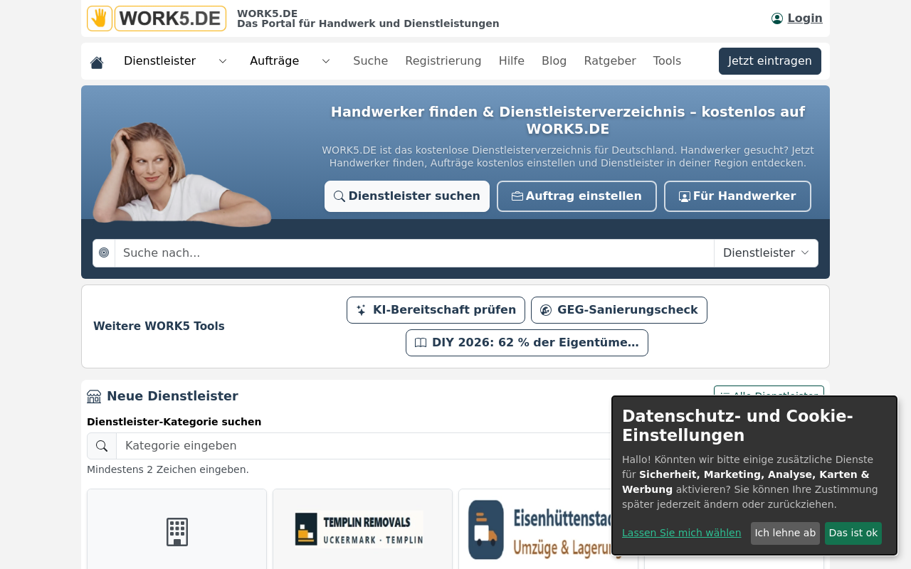 Gerenderte Browseransicht von work5.de