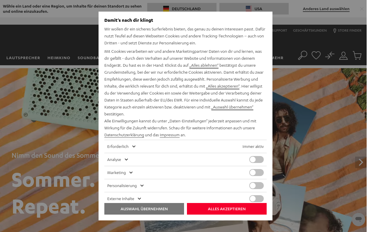 Gerenderte Browseransicht von teufel.de