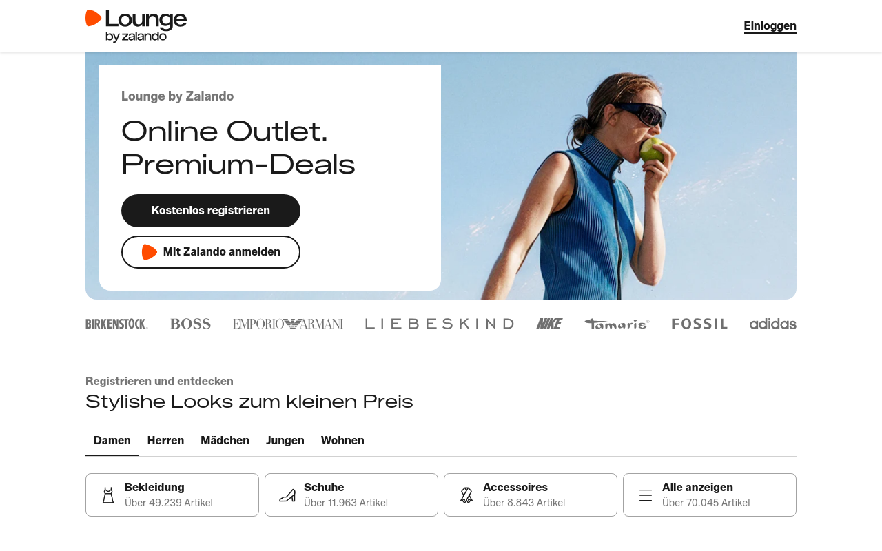 Gerenderte Browseransicht von zalando-lounge.de