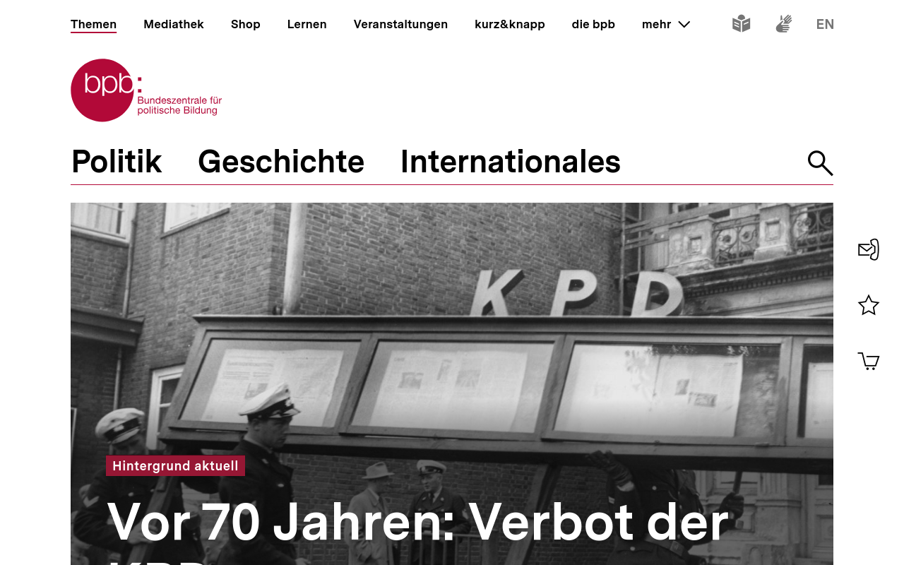 Gerenderte Browseransicht von bpb.de