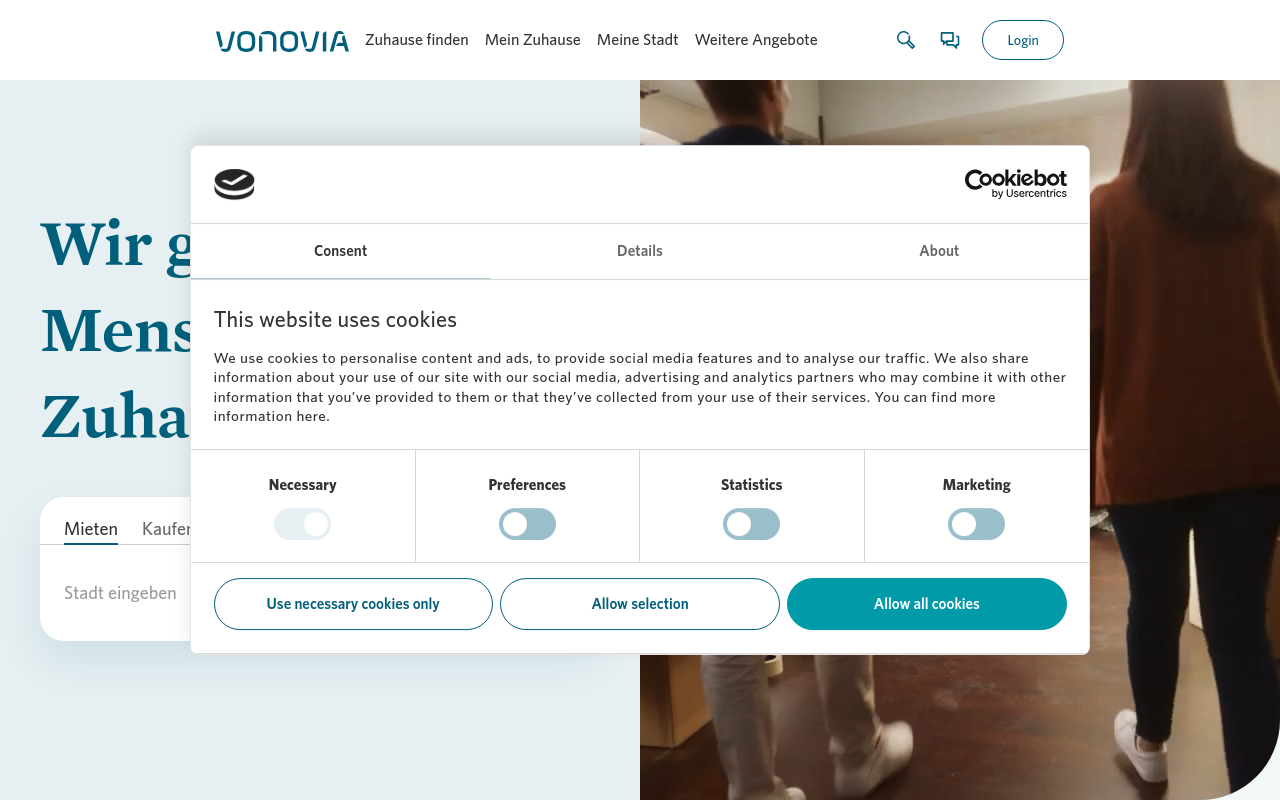 Gerenderte Browseransicht von vonovia.de