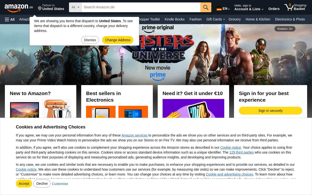 Gerenderte Browseransicht von amazon.de