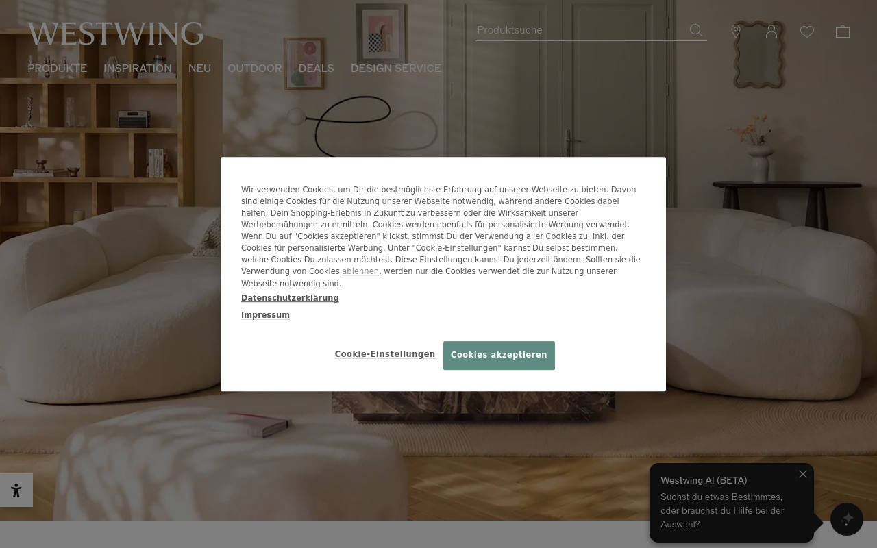 Gerenderte Browseransicht von westwing.de
