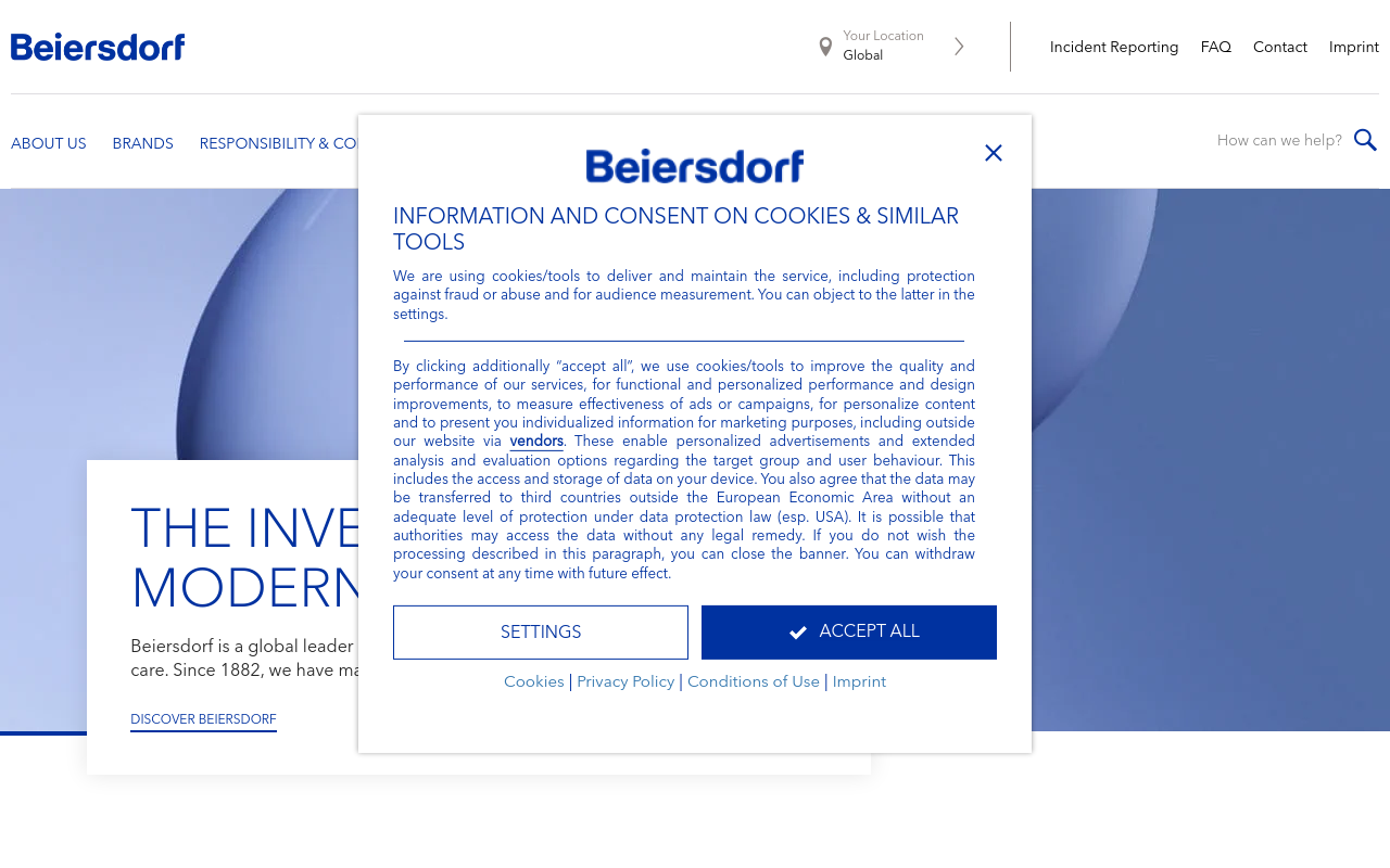 Gerenderte Browseransicht von beiersdorf.com