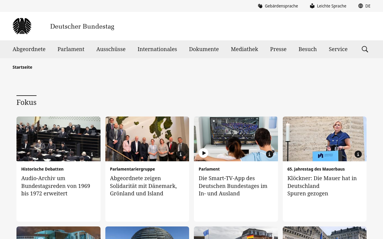 Gerenderte Browseransicht von bundestag.de