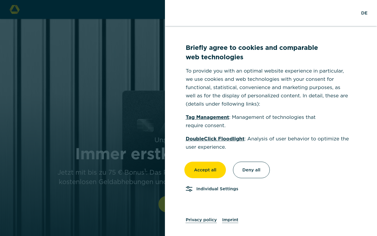 Gerenderte Browseransicht von commerzbank.de
