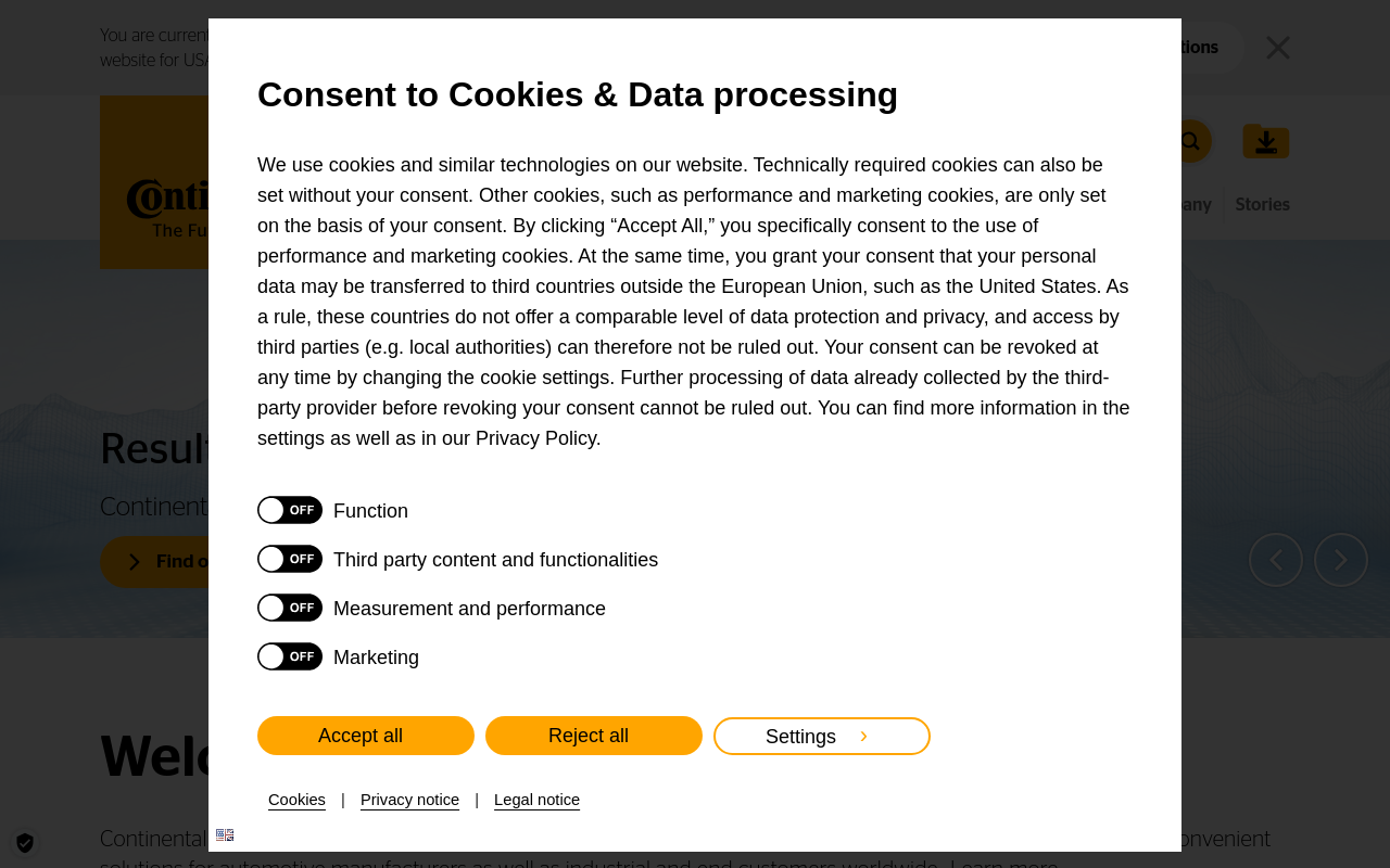 Gerenderte Browseransicht von continental.com
