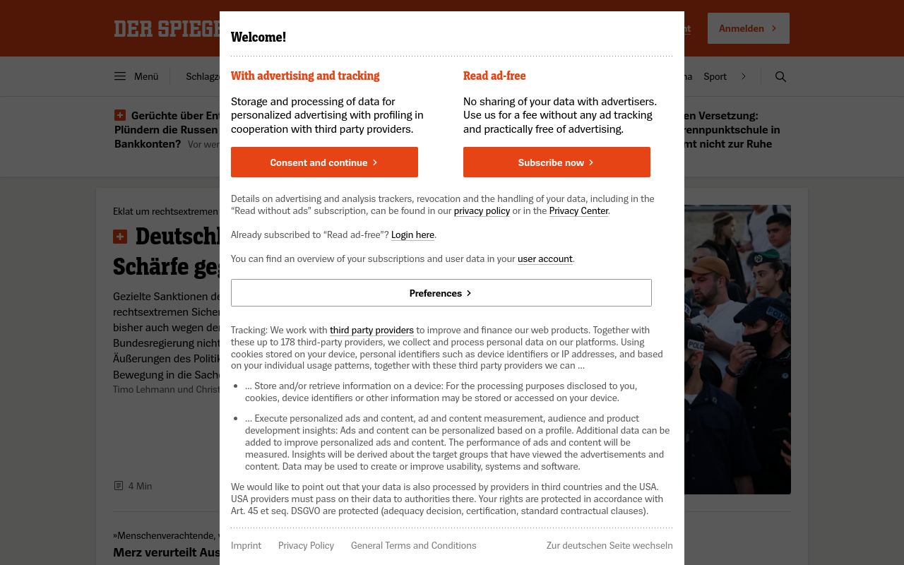 Gerenderte Browseransicht von spiegel.de